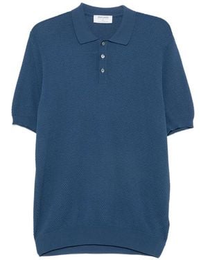 Gran Sasso Textured-Knit Polo Shirt - Blue