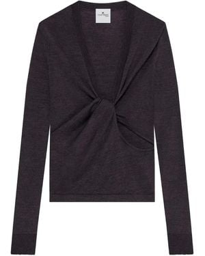 Courreges Twist-Front Wool Top - Blue