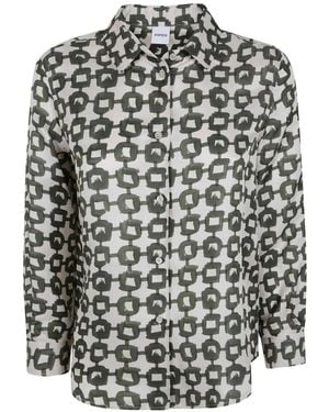 Aspesi Camisa Con Estampado Geométrico - Gris