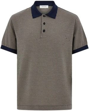 Ferragamo Check-Jacquard Polo Shirt - Gray