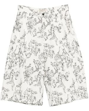 Qasimi Embroidered Bermuda Shorts - White