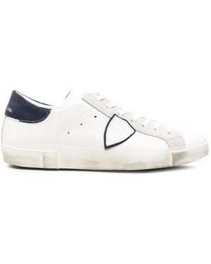 Philippe Model Distressed Leather Sneakers - White