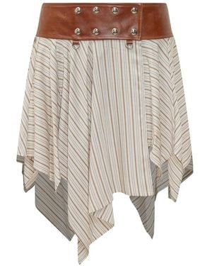 IRO Umby Striped Belted Skirt - White