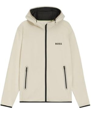 BOSS Hooded Zip-Front Jacket - Natural