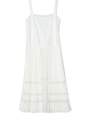 3.1 Phillip Lim Vestido Midi Con Aplique De Encaje Y Pliegues - Blanco