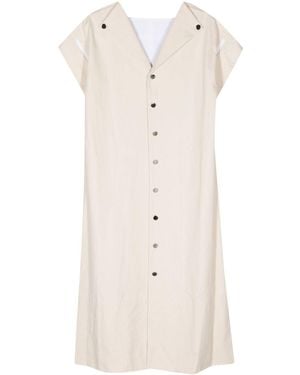 Plan C Spread-collar Cotton Maxi Dress - Natural