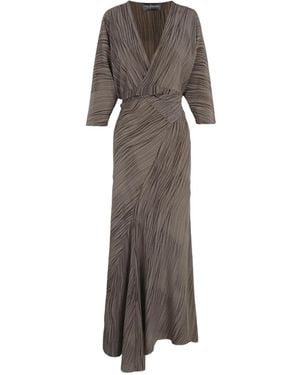 Cortana V-Neck Midi Dress - Gray