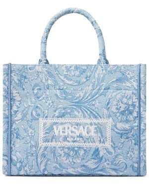Versace Mini Baroque Tote Handbag - Blue