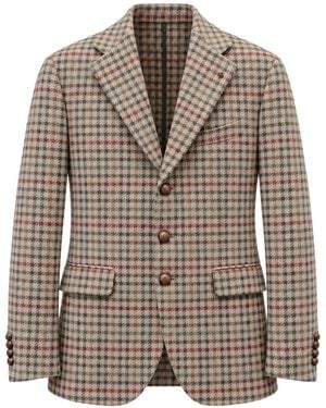 Tagliatore Houndstooth Check Single-Breasted Blazer - Gray