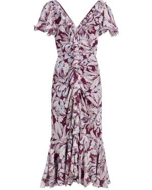 Cinq À Sept Vestido midi con volantes - Morado