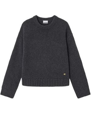 Ganni Dropped-Shoulders Sweater - Blue