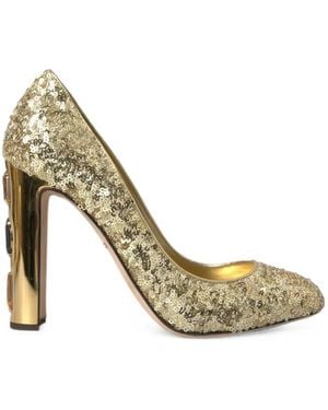 Dolce & Gabbana Sequin-Embellished Crystal-Detailed Court Shoes - Metallic
