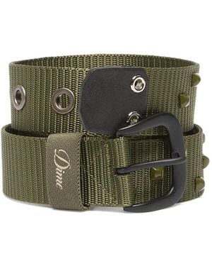 Dime Studded Eyelet-Detail Belt - Green