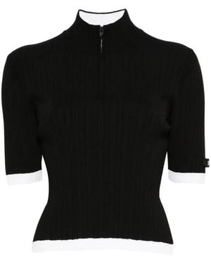 Juun.J Zip Ribbed T-Shirt - Black