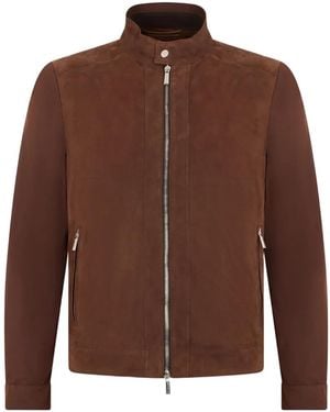 Moorer Veste Zippée En Daim - Marron