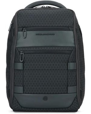 Piquadro Sac À Dos À Motif Géométrique - Noir
