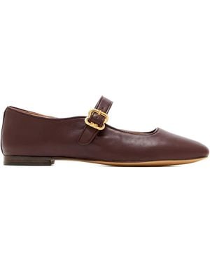 Sam Edelman Michaela Mary Jane Buckle Strap Ballet Flats - Brown