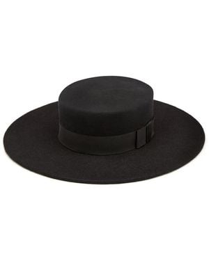 Nina Ricci Large Felt Wool Boater - Black