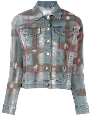 Madison Maison Paint Splatter-Print Denim Jacket - Blue