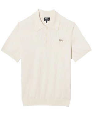 Tシャツ・カットソー A.P.C. Carter Logo Regular Fit Short Sleeve Polo Shirt White Carter polo shirt | Solid-color organic cotton piqué