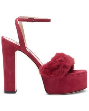 Casadei Suede Platform Court Shoes - Red