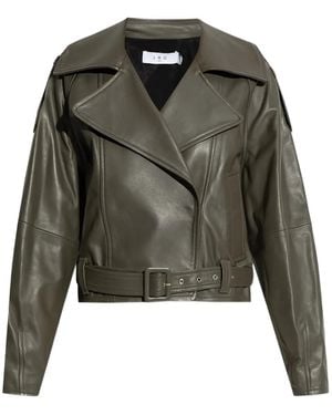 IRO Belted leather jacket - Grün