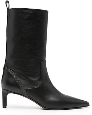 Brunello Cucinelli Leather Mid-Calf Boots - Black