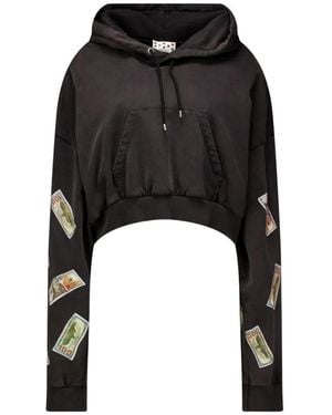 AVAVAV Printed Cropped Hoodie - Black