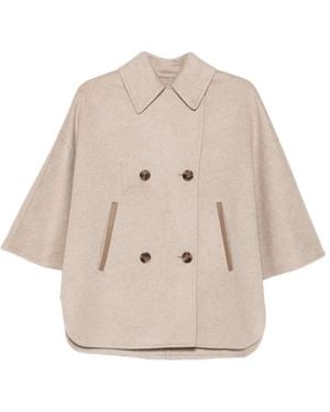 Max Mara Double-Breasted Cape - Natural