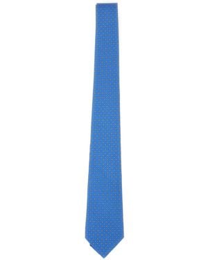 Kiton Corbata de seda con motivo floral - Azul