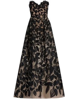 Elie Saab Embroidered Tulle Evening Dress - Black