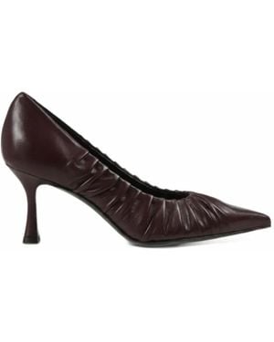Guglielmo Rotta Adele Ruched Leather Pumps - Brown