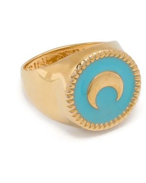 Marine Serre Enamel-Detail Signet Ring - Blue