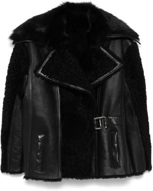 Patrizia Pepe Paneled Leather Jacket - Black