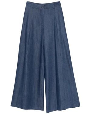 Imperial Belt-Loop Palazzo Pants - Blue