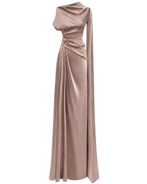 Gemy Maalouf Asymmetrical-Neckline Draped Dress - Natural