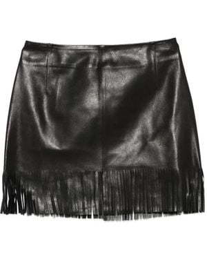 Nour Hammour Minifalda Coco Con Flecos - Negro