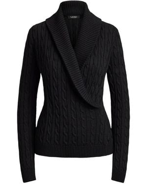 Ralph Lauren Pull Torsadé À Col Châle - Noir
