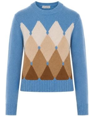 Ballantyne Argyle-Intarsia Sweater - Blue