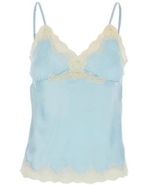 Gold Hawk Lace V-Neck Sleeveless Top - Blue