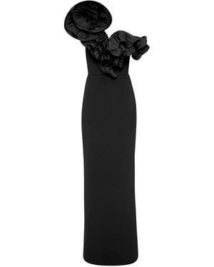 Rebecca Vallance Ella Ruffle-Detail One-Shoulder Gown - Black