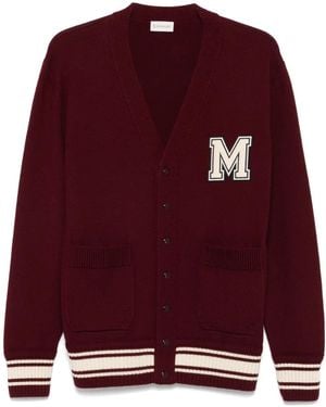 Moncler Moncler Strickjacke Aus Wolle Mit Gesticktem Monogramm, Herren, Größe - Rot