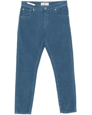 PT Torino Corduroy-Effect Five-Pocket Trousers - Blue