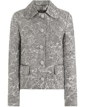 Dolce & Gabbana Floral Jacquard Single-Breasted Jacket - Grey