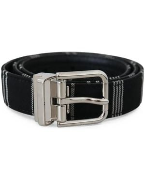 Dolce & Gabbana Pinstripe-Print Buckle Belt - Black