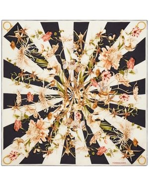 Ferragamo Zijden Sjaal Met Gaia-Print - Metallic