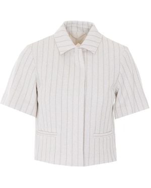 Max Mara Striped Button Jacket - White