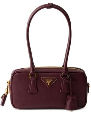 Prada Saffiano Leather Top-Handle Mini-Bag - Purple