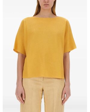 Fabiana Filippi Short-Sleeve Boat-Neck Top - Yellow