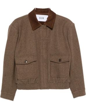 ELEH Corduroy-Collar Jacket - Brown